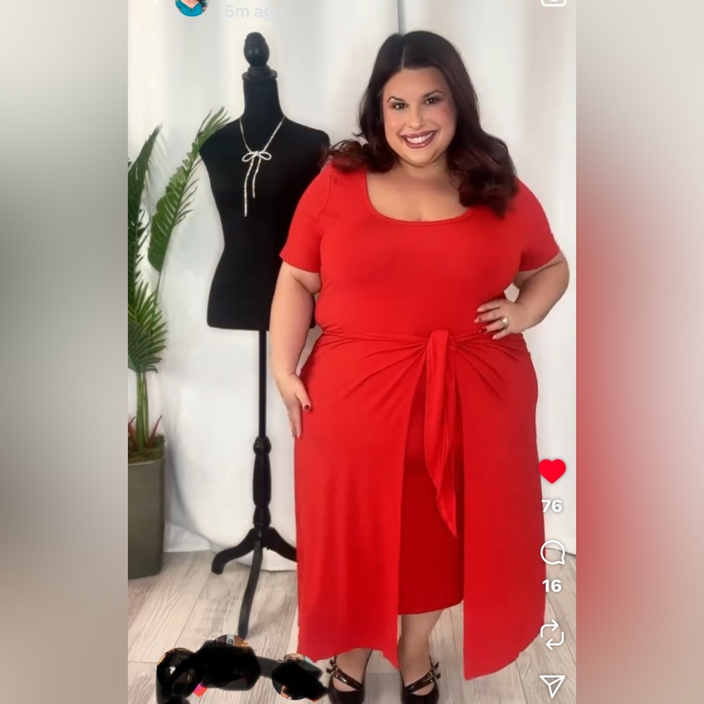 Plus Wrap Tee Shirt Style Midi Dress